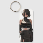 Mysterieus anime meisje leer sleutelhanger (Voorkant)