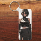 Mysterieus anime meisje leer sleutelhanger (Voorkant)