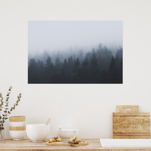 Mysterieus bos in de mist poster (Keuken)