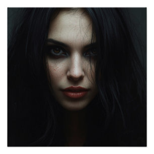 Mysterieus donkerharig portret perfect poster