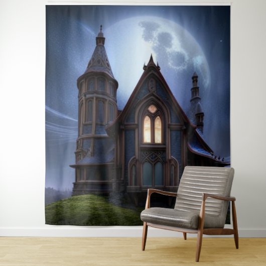 Mysterieus Gotisch Huis op heuvel Wandkleed (In situ)