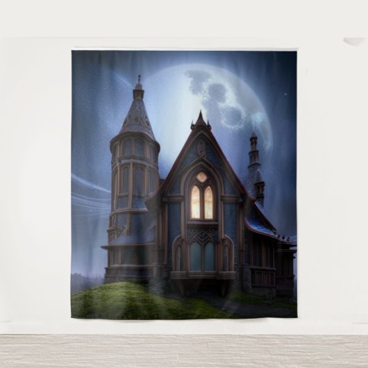 Mysterieus Gotisch Huis op heuvel Wandkleed (Voorkant)