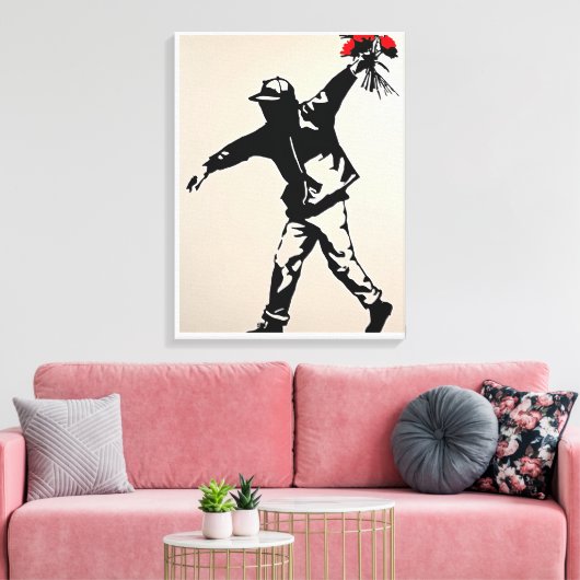 Mysterieus Man met Flowers Canvas Afdruk (Insitu (Woonkamer))