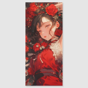 Mysterieus meisje in rode anime