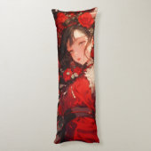 Mysterieus meisje in rode anime lichaamskussen (Achterkant (Verticaal))