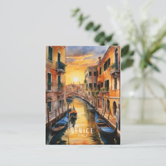 Mysterieus mooie zonsondergang in Venetië Briefkaart (Staand voorkant)