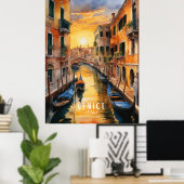 Mysterieus mooie zonsondergang in Venetië Poster (Thuiskantoor)