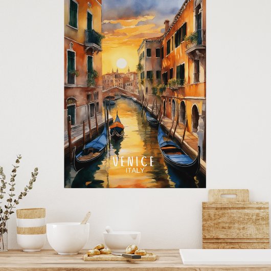 Mysterieus mooie zonsondergang in Venetië Poster (Keuken)