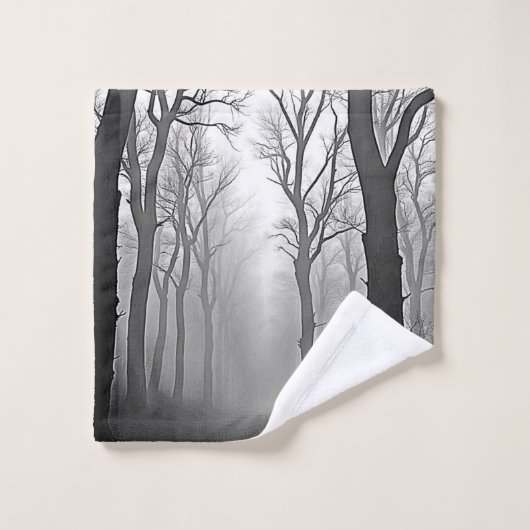 Mysterieus nevelig bospad bad handdoek (Wasdoekje)