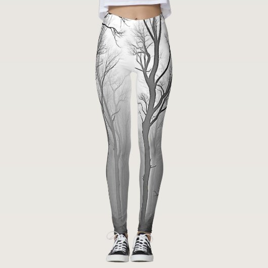 Mysterieus nevelig bospad leggings (Voorkant)