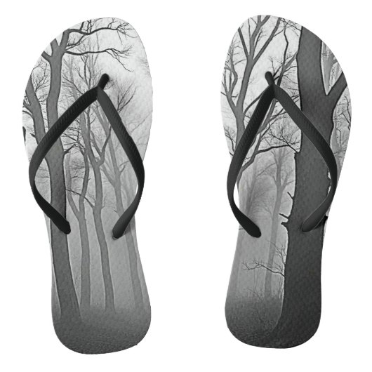 Mysterieus nevelig bospad teenslippers (Voetbed)