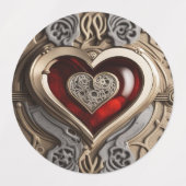 Mysterieus Ornament met een rood hart Labels (Design 2)