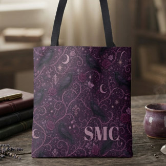 Mysterieus Pruim Gotische Raaf Monogram Tote Bag
