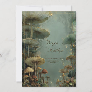 Mysterieus Reuzenpaddenstoelen Bosbodem Gouden Lic Kaart