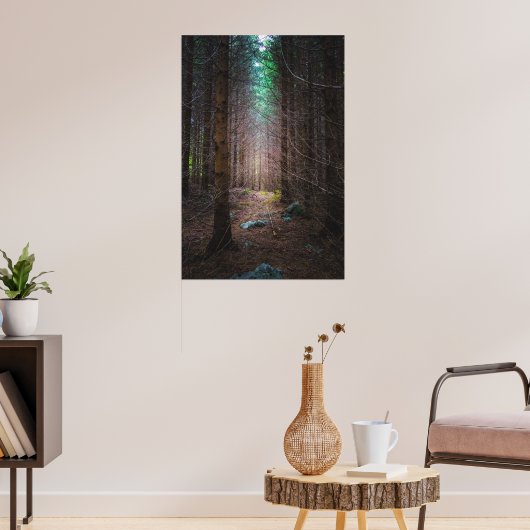 Mysterieus sparrenbos poster (Woonkamer 3)