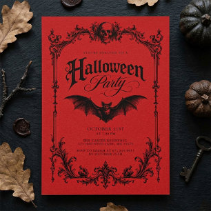 Mysterieus Vintage Rode Gotische Halloween Feest Kaart
