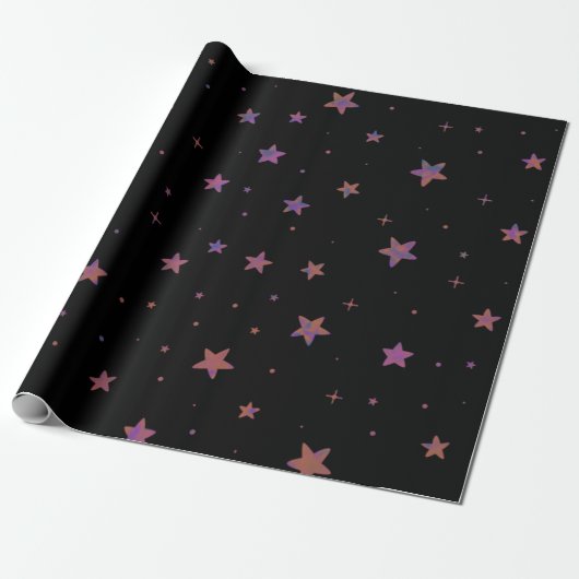 Mysterieus zwart karton Star Wrapping papier (Uitgerold)
