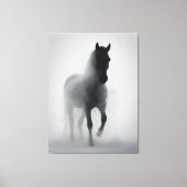 Mysterieus zwart paard uit de mist canvas afdruk (Voorkant)