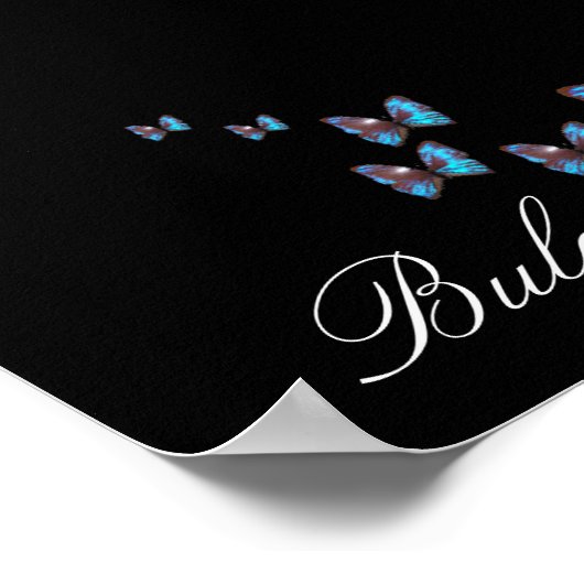 MYSTERIEUZE BEAUTY MET BLAUWE BUTTERFLES POSTER (Hoek)