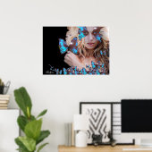 MYSTERIEUZE BEAUTY MET BLAUWE BUTTERFLES POSTER (Thuiskantoor)