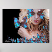 MYSTERIEUZE BEAUTY MET BLAUWE BUTTERFLES POSTER (Voorkant)