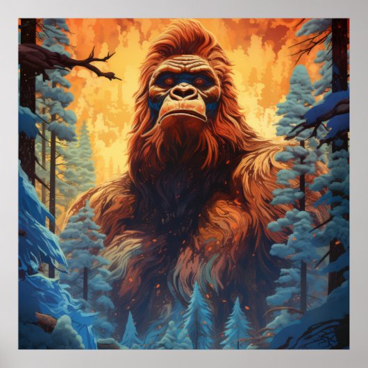 Mysterieuze Bigfoot Poster in PNG stijl (Voorkant)