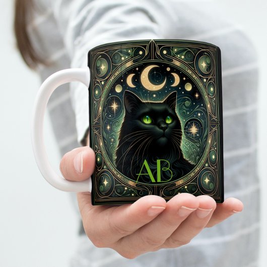 Mysterieuze Black Cat Celestial Art Nouveau Design Mok