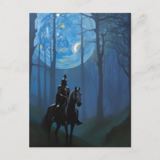 Mysterieuze Black Knight in het Moonlit Bos Briefkaart (Voorkant)