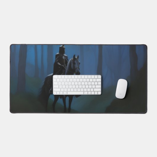 Mysterieuze Black Knight in het Moonlit Bos Bureaumat (Keyboard & Muis)