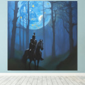 Mysterieuze Black Knight in het Moonlit Bos Canvas Afdruk (Insitu (Houten vloer))
