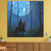 Mysterieuze Black Knight in het Moonlit Bos Canvas Afdruk (Insitu (Woonkamer))