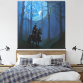 Mysterieuze Black Knight in het Moonlit Bos Canvas Afdruk (Insitu (Slaapkamer))