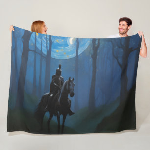 Mysterieuze Black Knight in het Moonlit Bos Fleece Deken