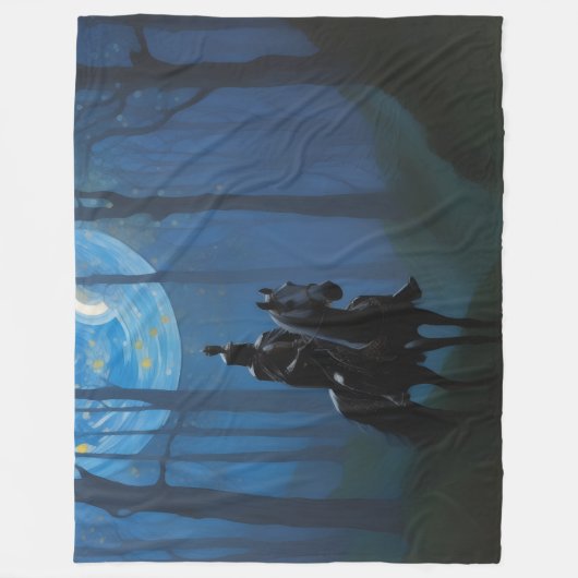 Mysterieuze Black Knight in het Moonlit Bos Fleece Deken (Voorkant)