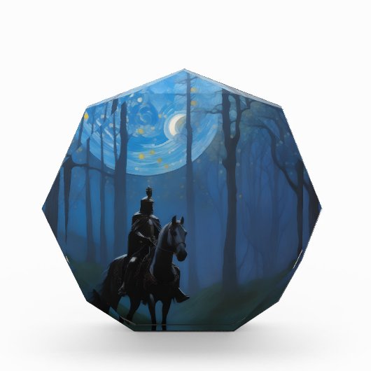 Mysterieuze Black Knight in het Moonlit Bos Fotoblokken (Voorkant)