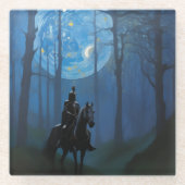 Mysterieuze Black Knight in het Moonlit Bos Glazen Onderzetter (Voorkant)