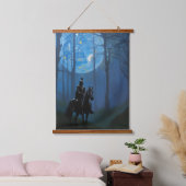 Mysterieuze Black Knight in het Moonlit Bos Hangend Wandkleed (Slaapkamer)