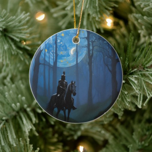 Mysterieuze Black Knight in het Moonlit Bos Keramisch Ornament (Boom)