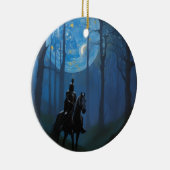 Mysterieuze Black Knight in het Moonlit Bos Keramisch Ornament (Rechts)