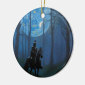 Mysterieuze Black Knight in het Moonlit Bos Keramisch Ornament (Links)