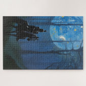 Mysterieuze Black Knight in het Moonlit Bos Legpuzzel (Horizontaal)