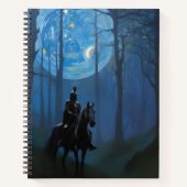 Mysterieuze Black Knight in het Moonlit Bos Notitieboek (Voorkant)