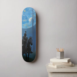 Mysterieuze Black Knight in het Moonlit Bos Persoonlijk Skateboard