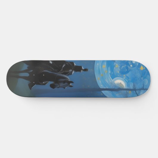 Mysterieuze Black Knight in het Moonlit Bos Persoonlijk Skateboard (Horizontaal)