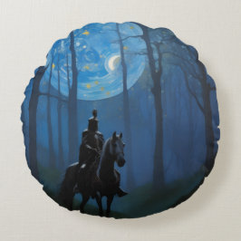 Mysterieuze Black Knight in het Moonlit Bos Rond Kussen