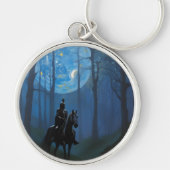 Mysterieuze Black Knight in het Moonlit Bos Sleutelhanger (Voorkant)