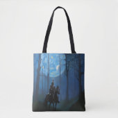 Mysterieuze Black Knight in het Moonlit Bos Tote Bag (Voorkant)