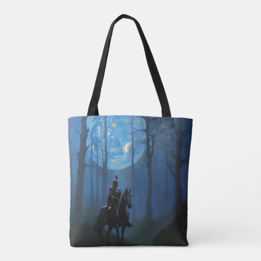 Mysterieuze Black Knight in het Moonlit Bos Tote Bag (Achterkant)