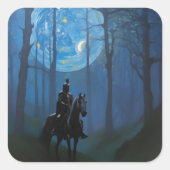 Mysterieuze Black Knight in het Moonlit Bos Vierkante Sticker (Voorkant)