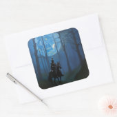 Mysterieuze Black Knight in het Moonlit Bos Vierkante Sticker (Envelop)